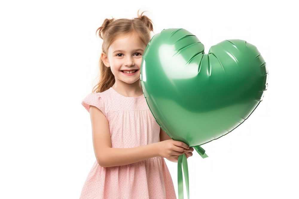 Balloon portrait holding dress. 