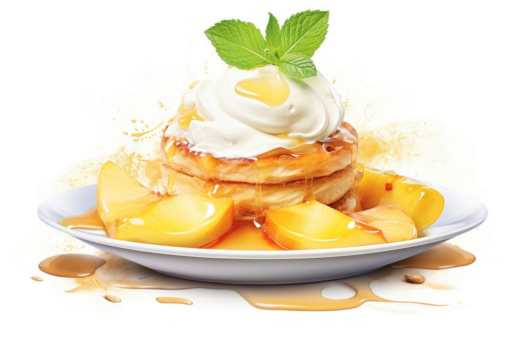 Dessert pancake cream fruit. AI generated Image by rawpixel.