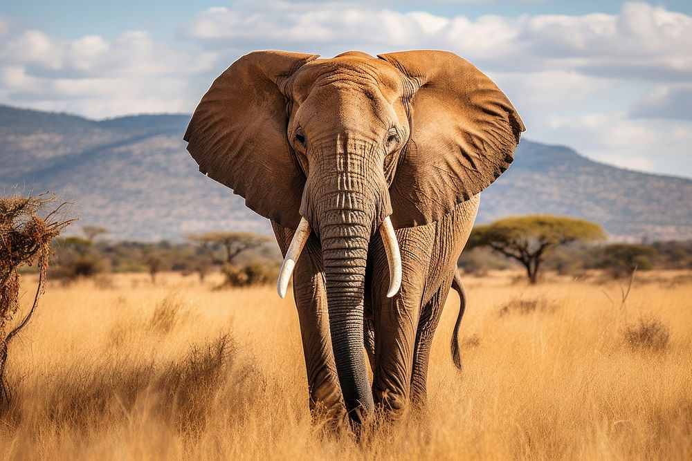 Elephant savanna grassland wildlife. AI generated Image by rawpixel.