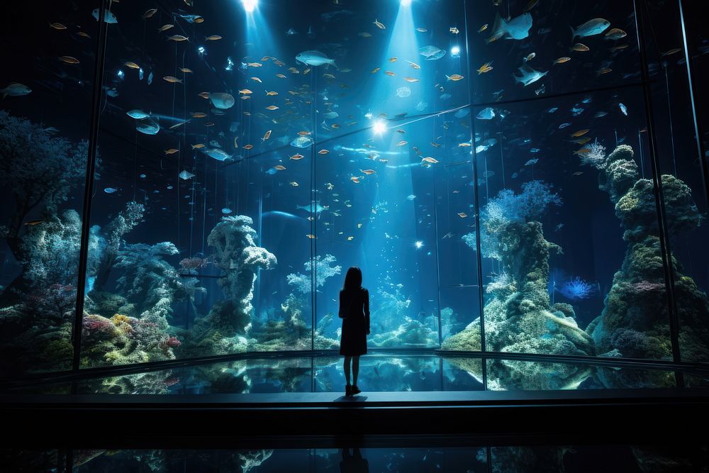 Aquarium silhouette nature animal. AI generated Image by rawpixel.
