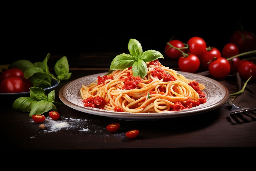 Food spaghetti pasta plate. AI generated Image by rawpixel.