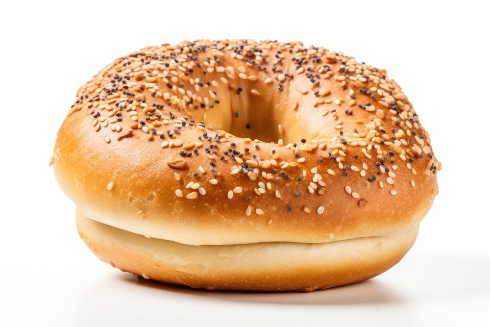 Bagel bread food white background. AI generated Image by rawpixel.