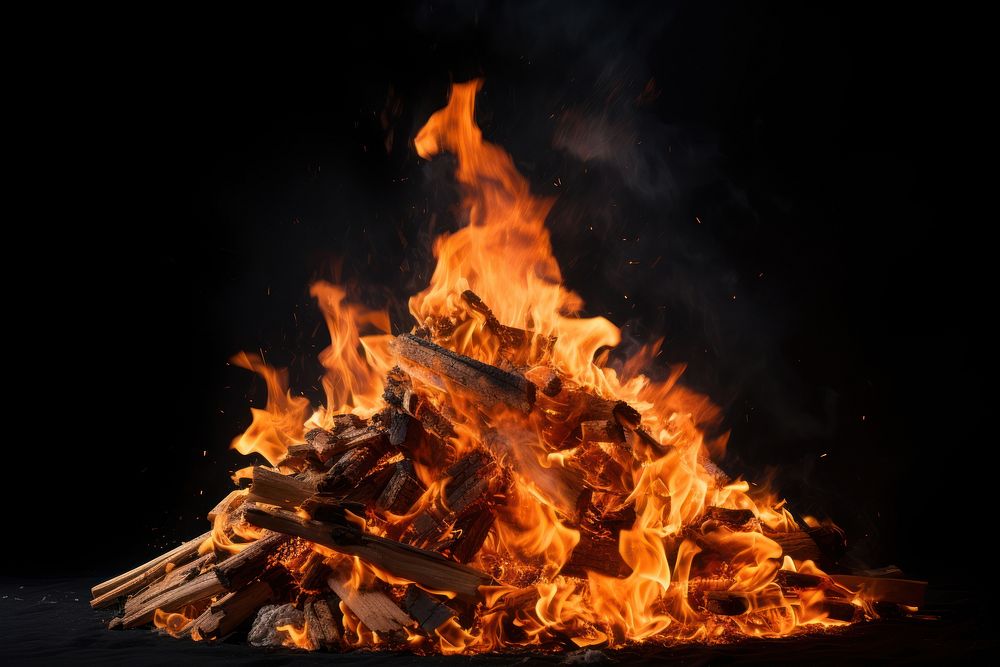 Bonfire fireplace darkness campfire. AI generated Image by rawpixel.