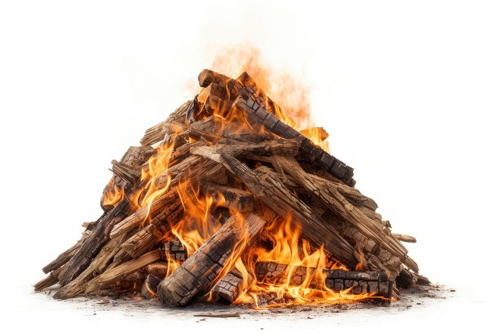 Bonfire wood white background destruction. AI generated Image by rawpixel.