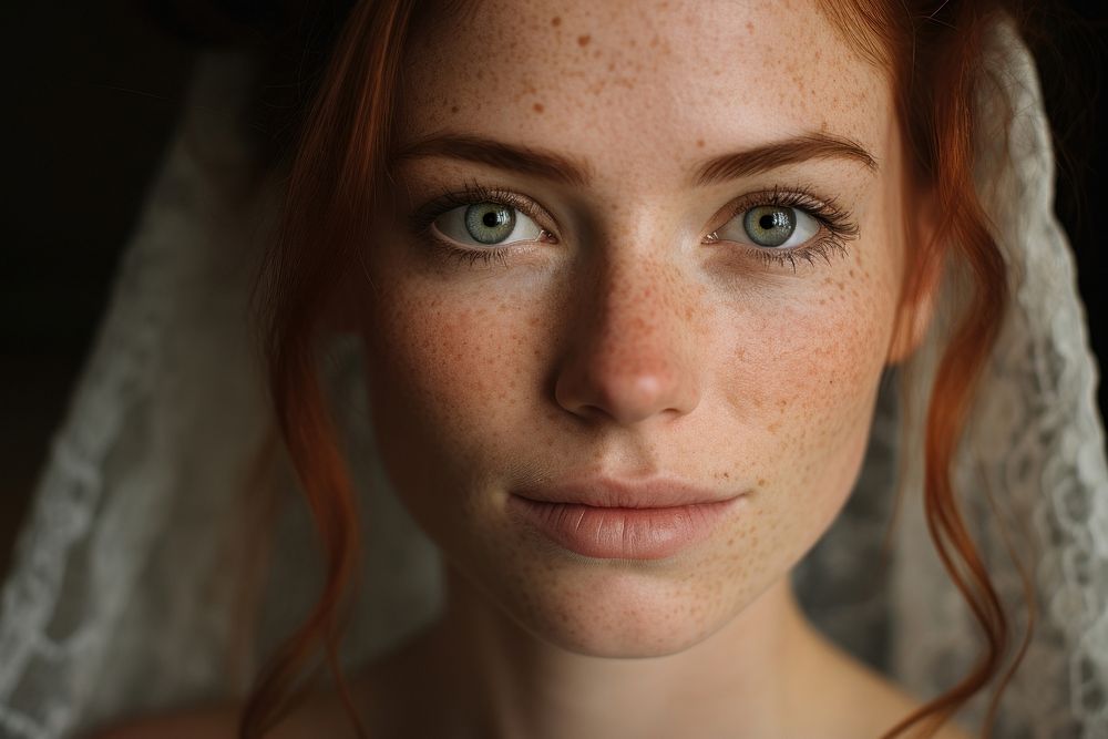 Freckle bride skin portrait. AI generated Image by rawpixel.