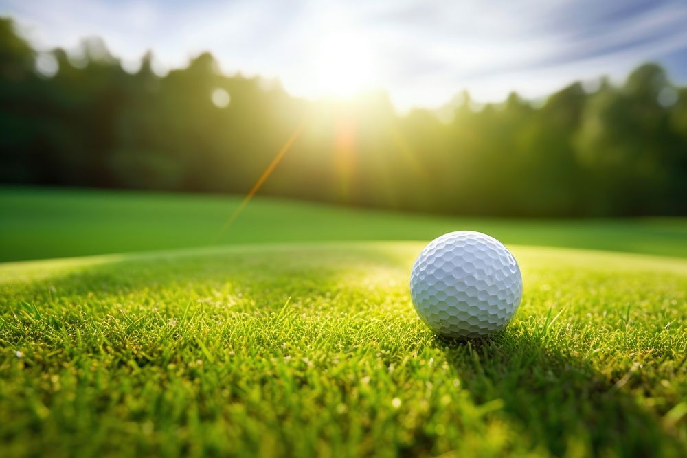 Grass field golf sunlight. AI generated Image by rawpixel.