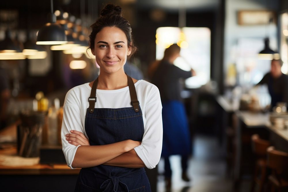 Female adult apron cafe. AI generated Image by rawpixel.