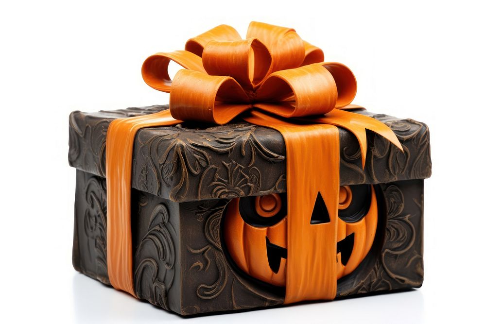 Gift halloween box white background. 