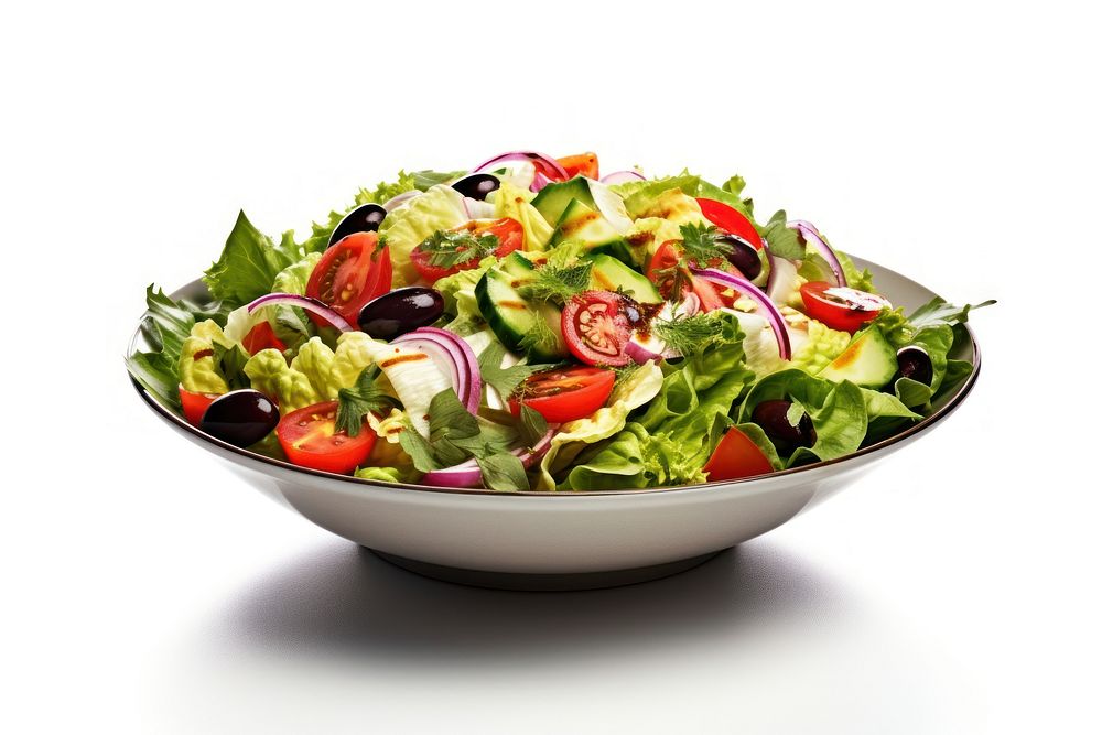 Salad plate food white background. AI generated Image by rawpixel.