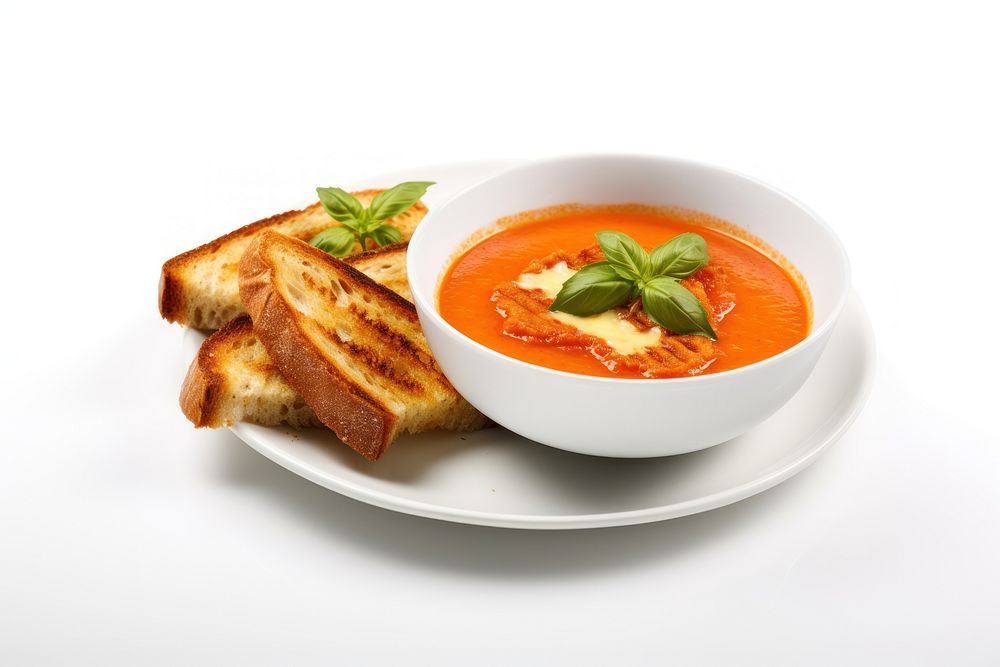 Soup tomato bread food. AI generated Image by rawpixel.