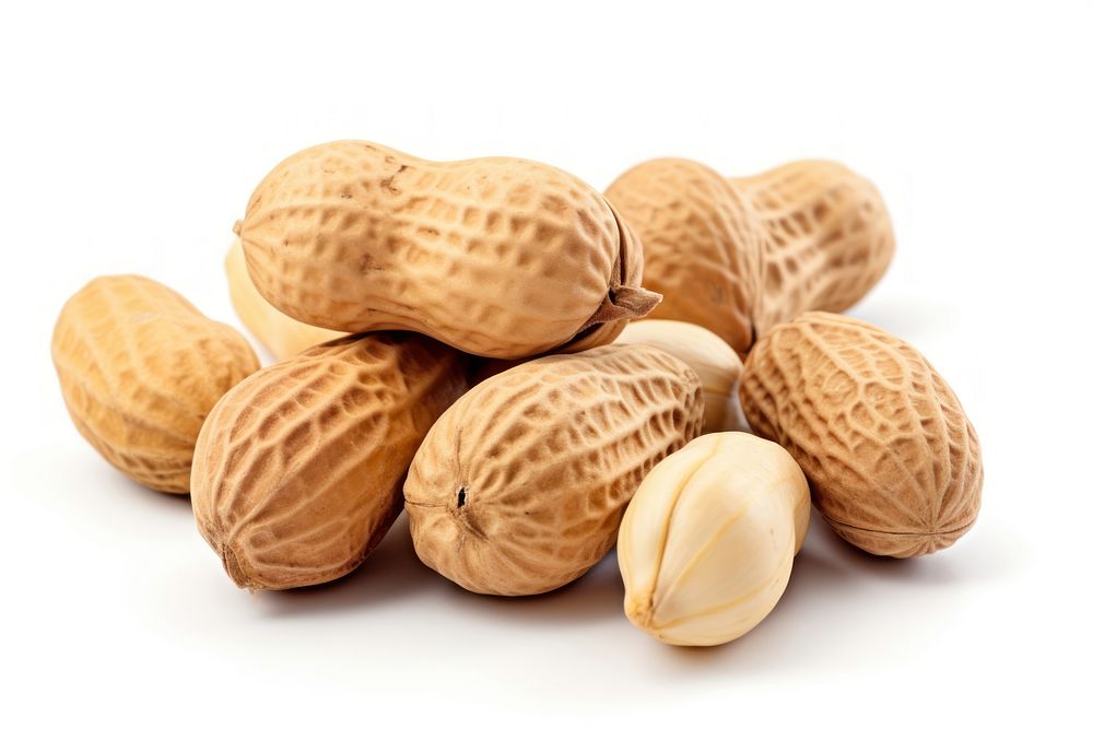 Nut peanut food white background. 