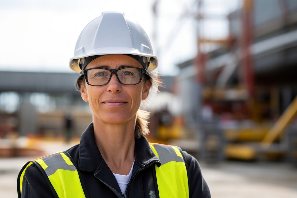 Glasses hardhat helmet female. 