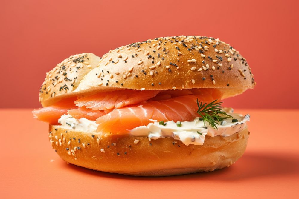 Bagel cheese salmon bread. 