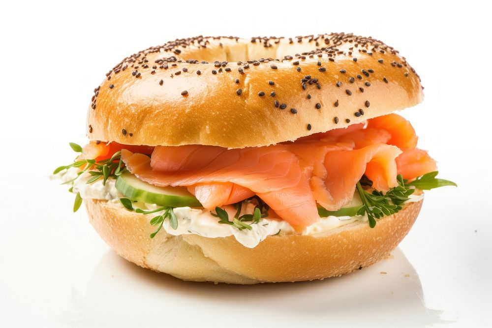 Bagel cheese salmon bread. AI generated Image by rawpixel.
