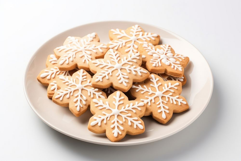 Cookie plate gingerbread snowflake. AI generated Image by rawpixel.