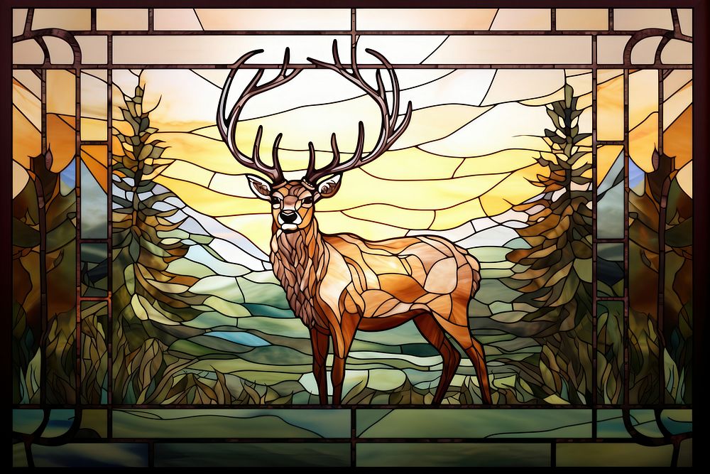Mammal glass deer art. AI generated Image by rawpixel.