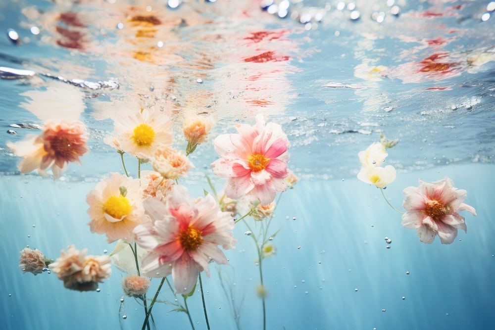 Flower backgrounds underwater outdoors. AI generated Image by rawpixel.