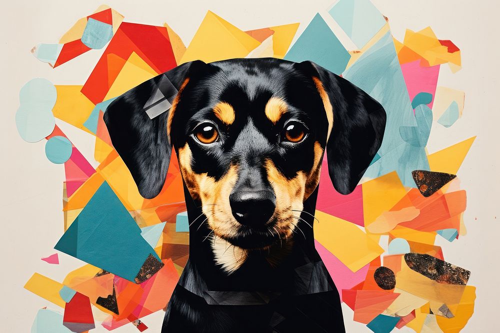 Dog art collage animal. AI generated Image by rawpixel.