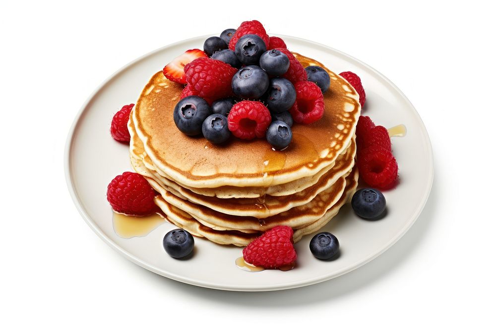 Blueberry pancake fruit plate. AI generated Image by rawpixel.