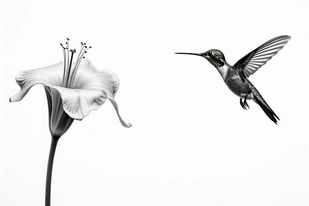 Hummingbird flower animal flying. 