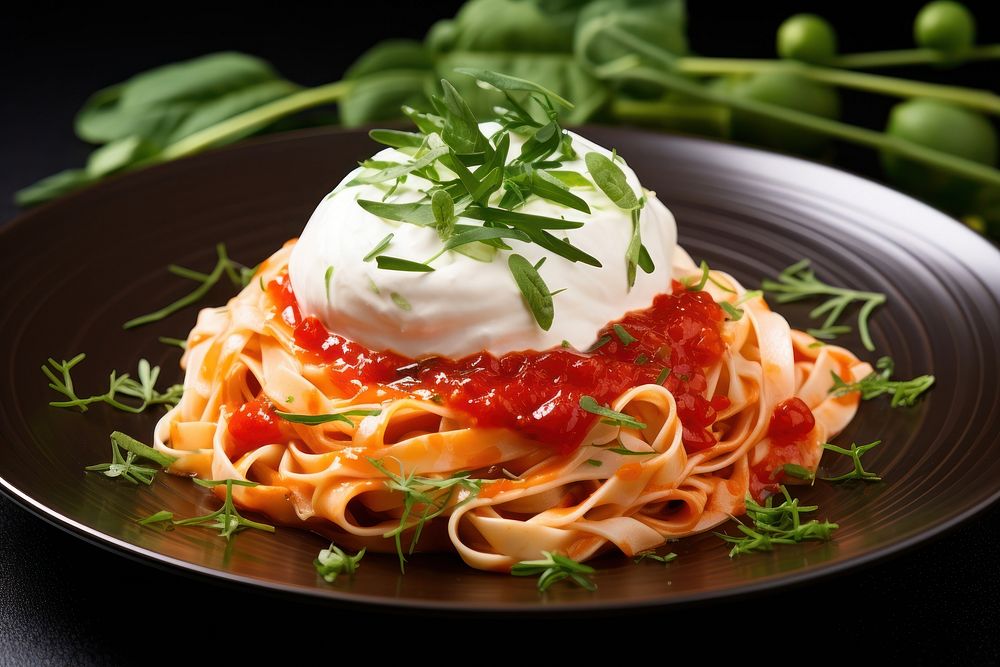 Pasta plate food meal. AI generated Image by rawpixel.