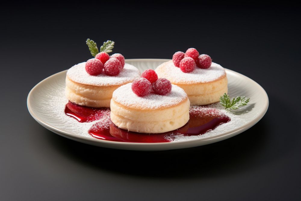 Plate raspberry dessert pancake. AI generated Image by rawpixel.