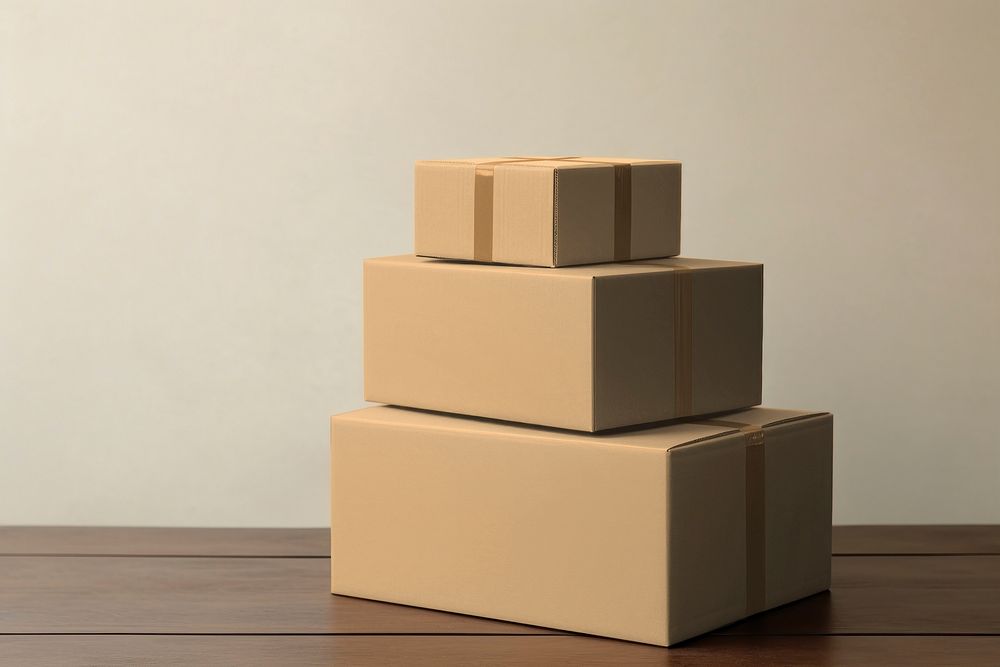 Stacked cardboard boxes mockup, realistic object psd
