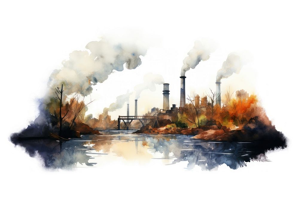 Pollution architecture outdoors factory. AI generated Image by rawpixel.