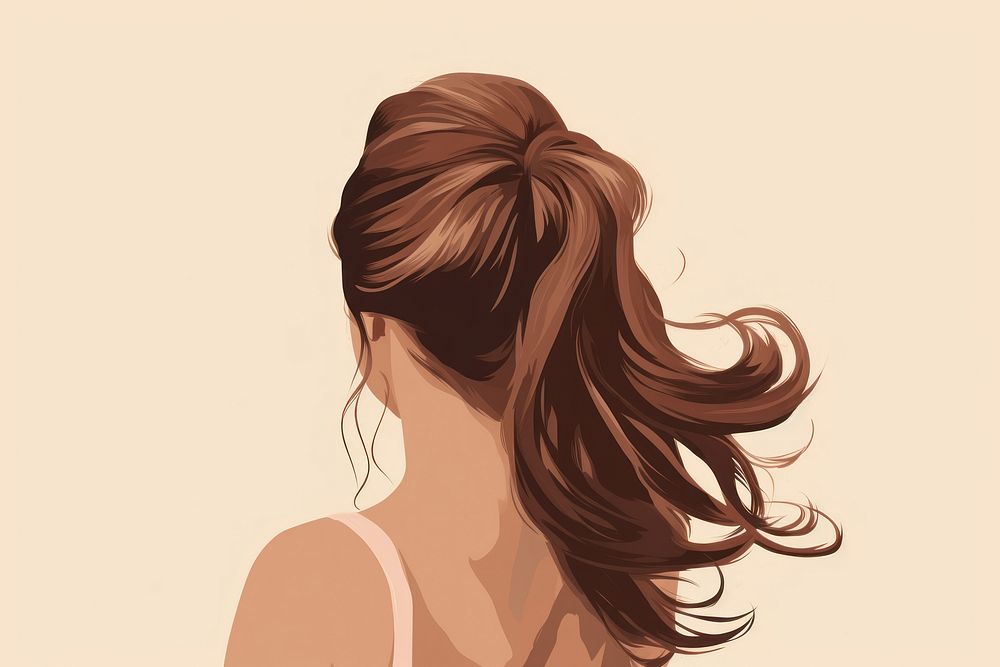 Ponytail portrait adult woman. 