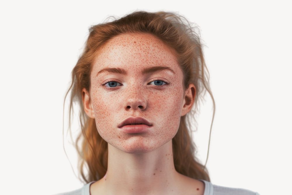 Portrait freckle adult woman. AI generated Image by rawpixel.