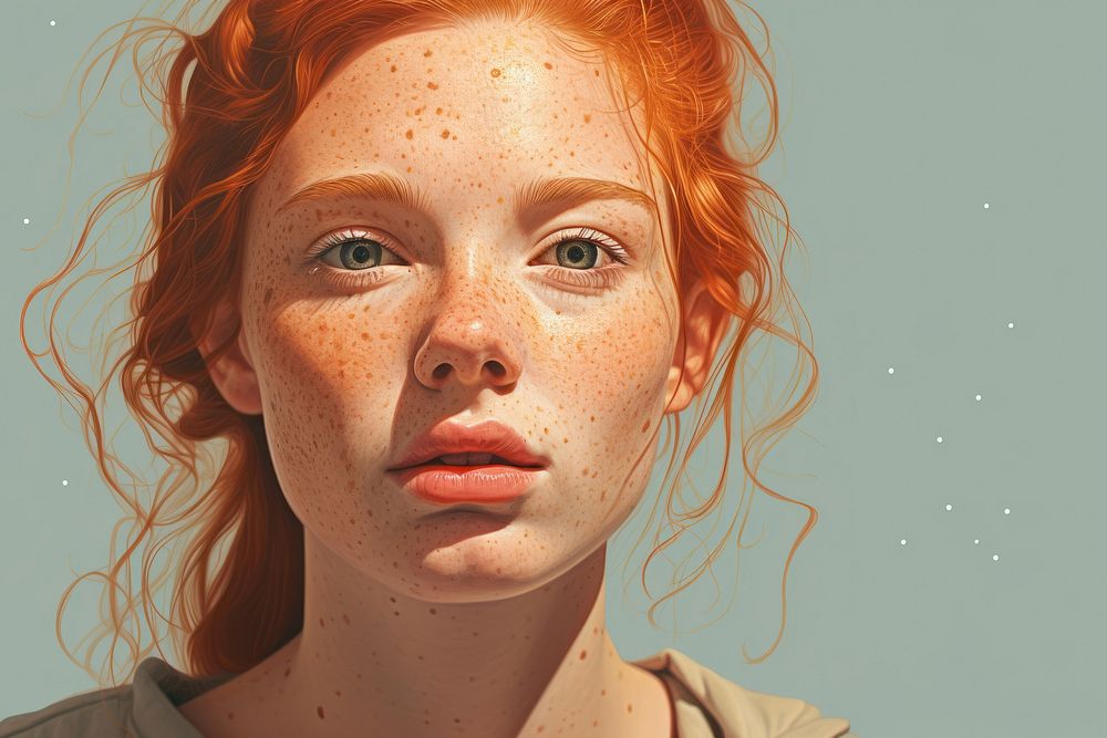 Portrait freckle skin photography. AI generated Image by rawpixel.