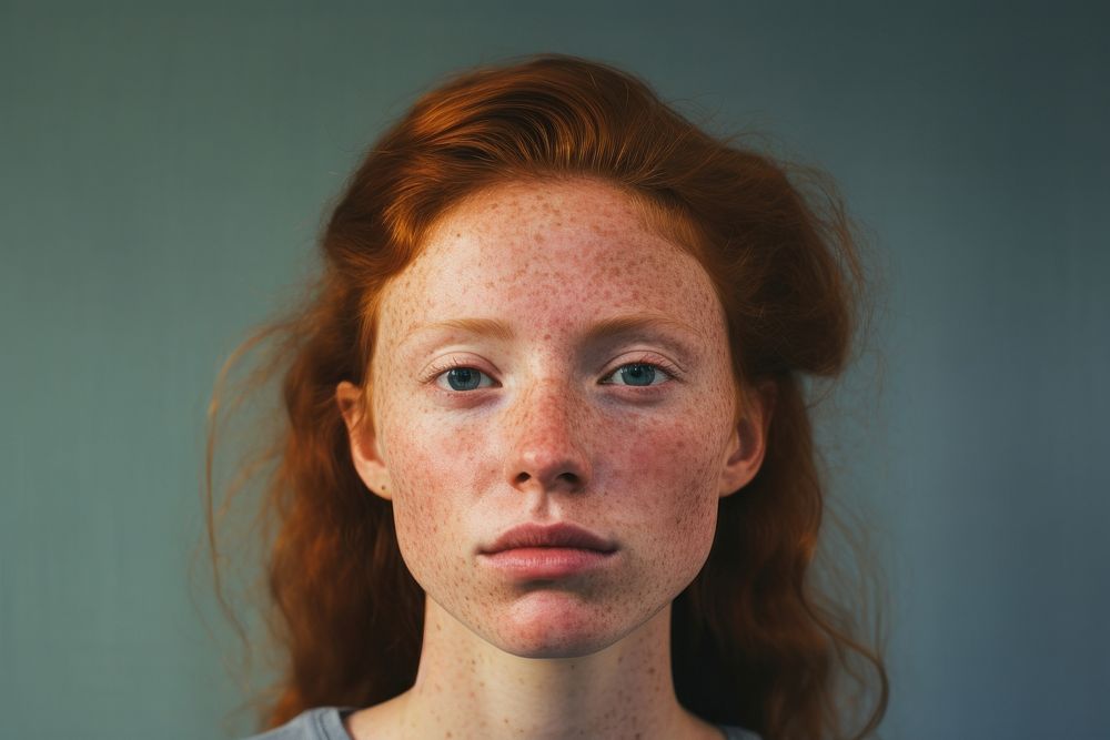 Portrait freckle adult woman. AI generated Image by rawpixel.