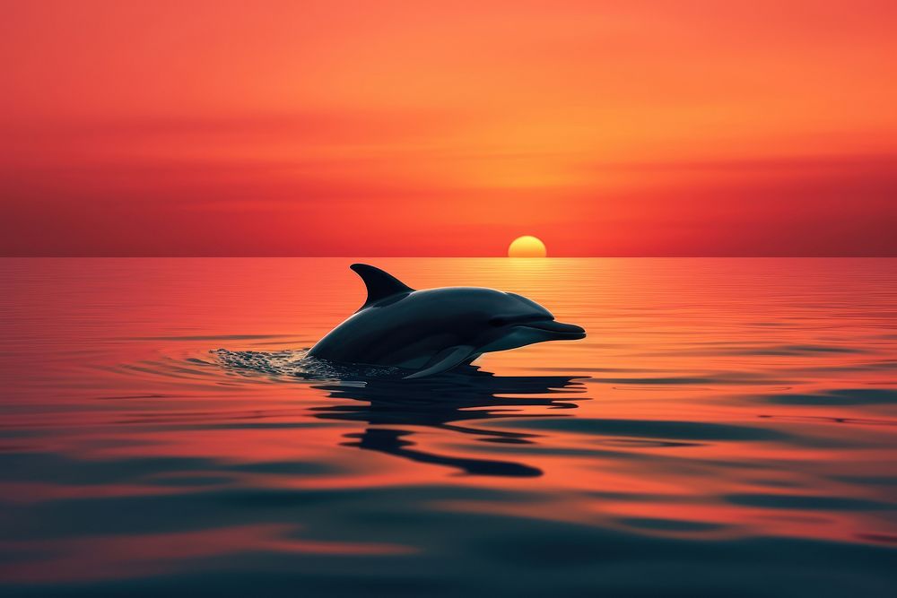 Dolphin sunset outdoors nature. 