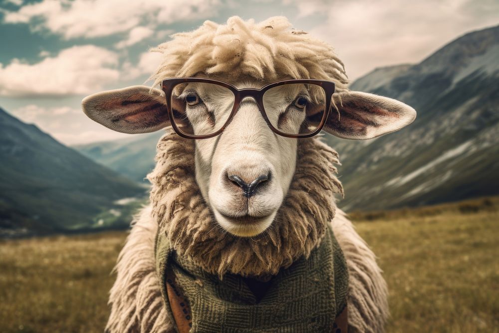 Glasses sheep livestock mammal. 