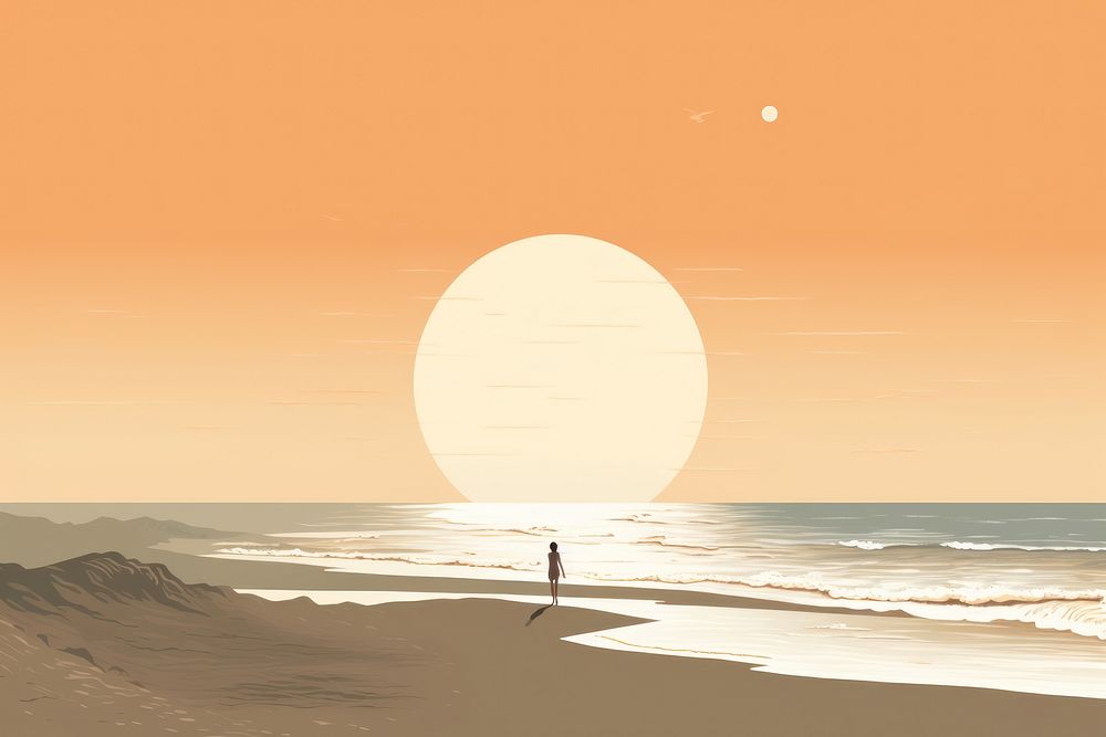 Beach landscape sunlight outdoors. AI generated Image by rawpixel.