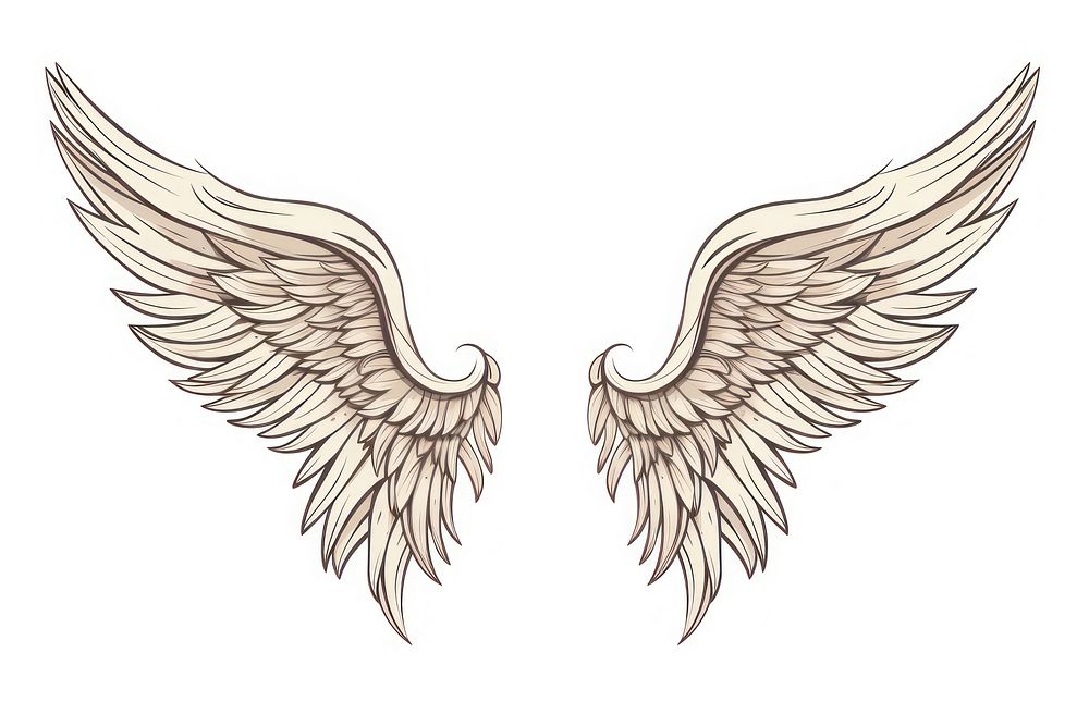 Angel line wing white background. AI generated Image by rawpixel.
