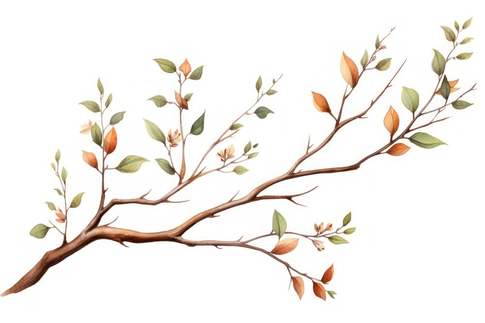 Branch plant tree illustrated. AI generated Image by rawpixel.