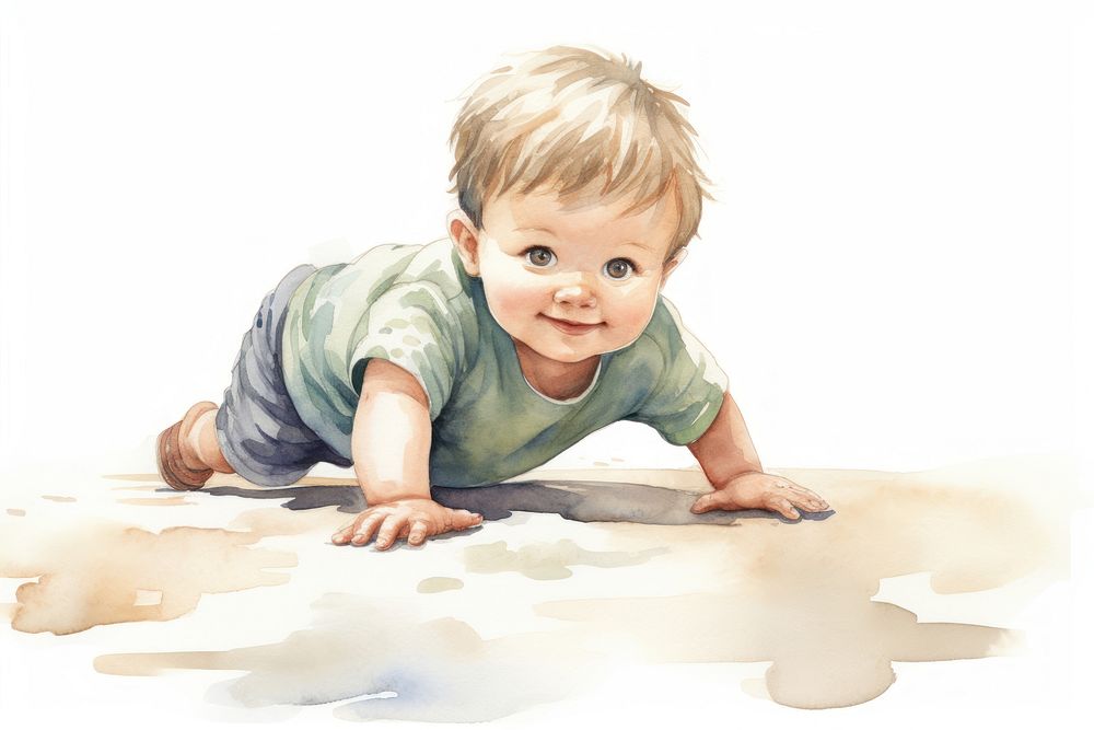 Crawling baby smiling cute. AI generated Image by rawpixel.
