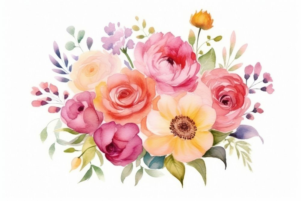 Flower painting plant rose. AI generated Image by rawpixel.