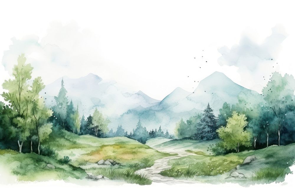 Landscape outdoors painting nature. AI generated Image by rawpixel.