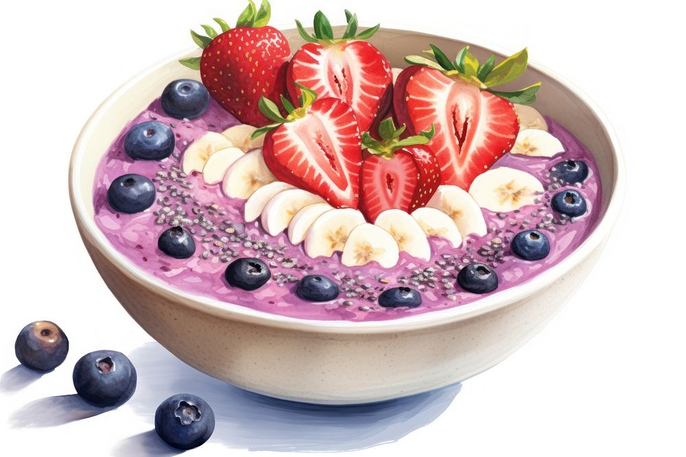 Bowl strawberry blueberry smoothie. AI generated Image by rawpixel.