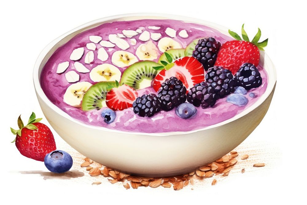 Bowl blueberry raspberry dessert. AI generated Image by rawpixel.