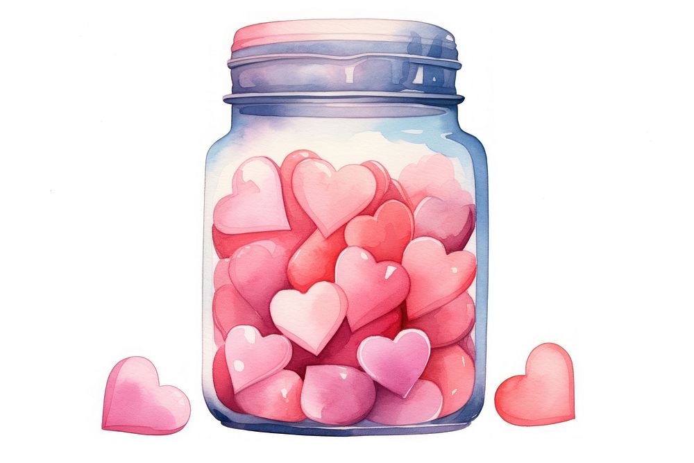Jar heart white background confectionery. AI generated Image by rawpixel.