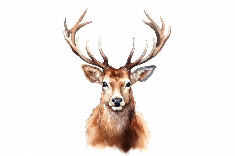 Wildlife portrait antler animal. AI generated Image by rawpixel.