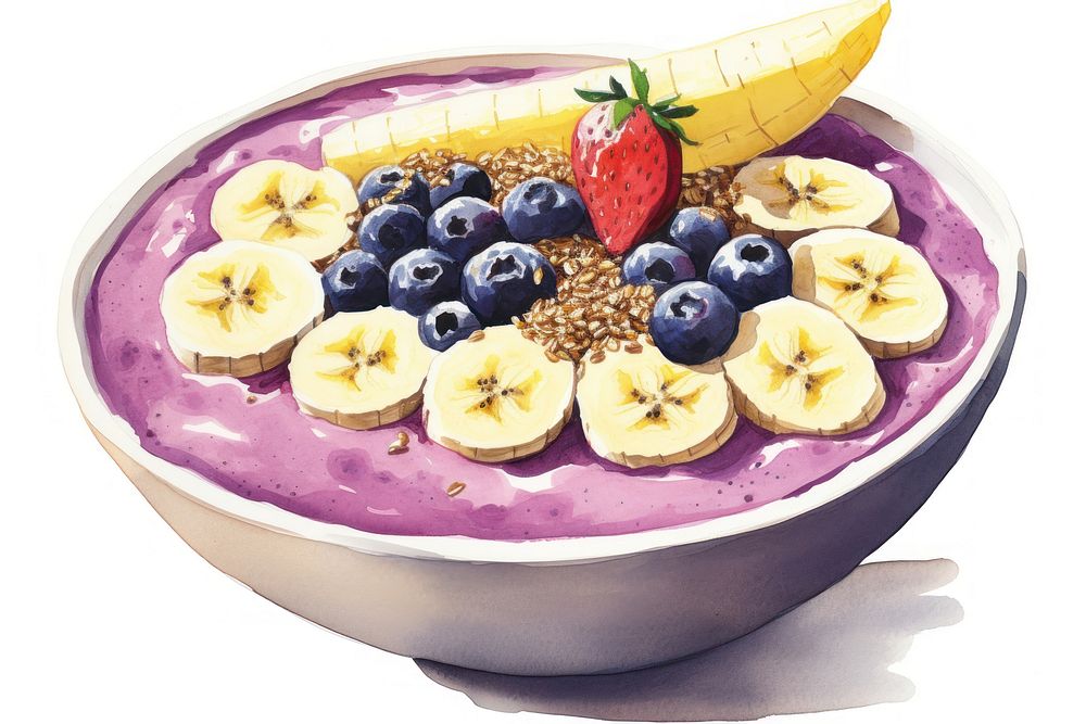 Banana bowl blueberry fruit. AI generated Image by rawpixel.