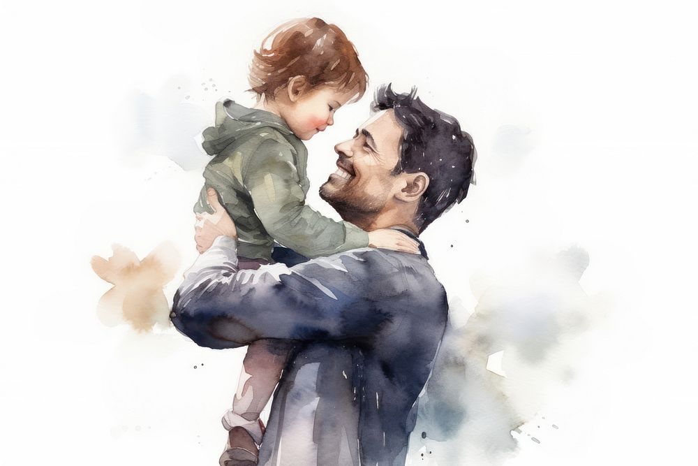 Portrait hugging father adult. AI generated Image by rawpixel.