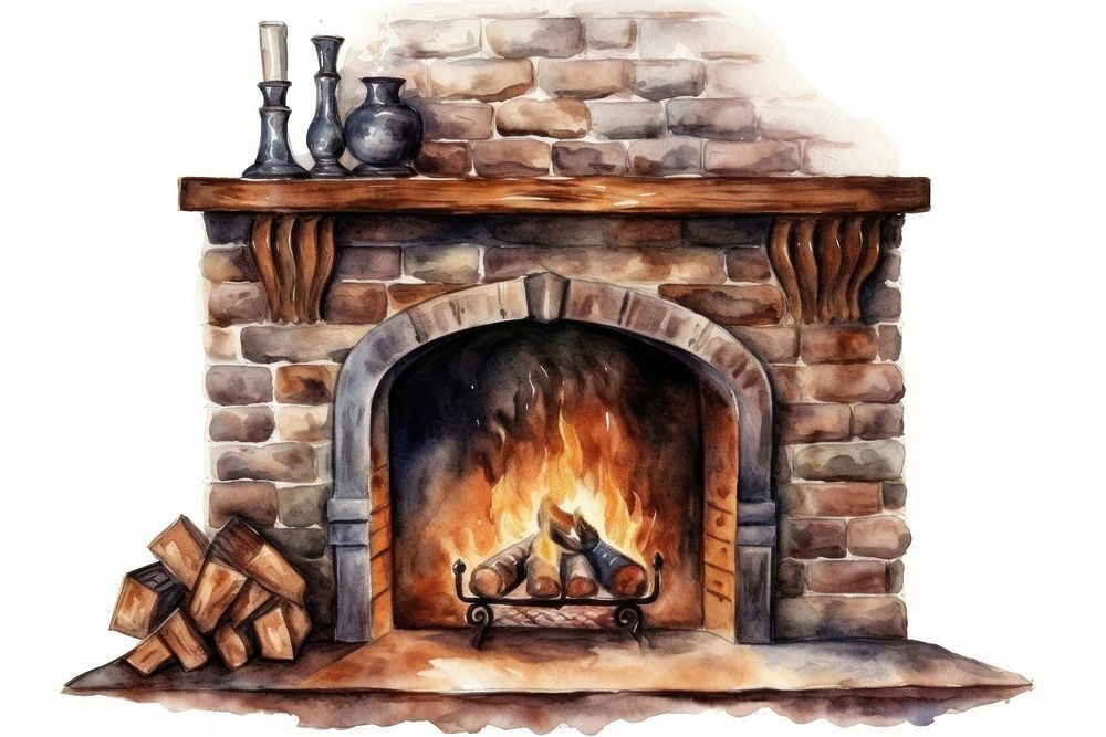 Fireplace hearth white background architecture. AI generated Image by rawpixel.