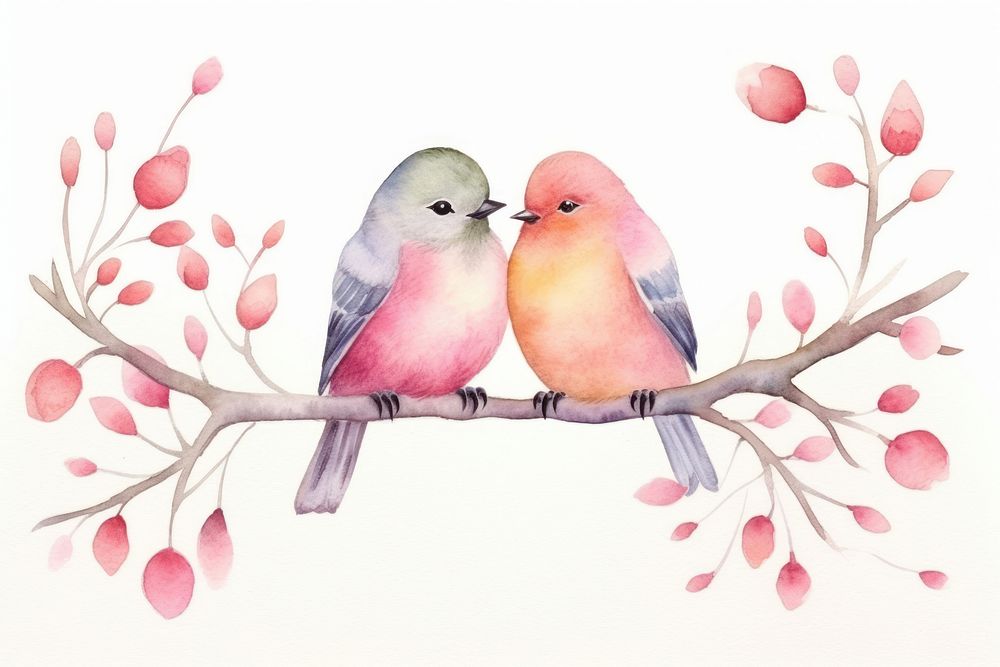 Bird kissing plant love. AI generated Image by rawpixel.