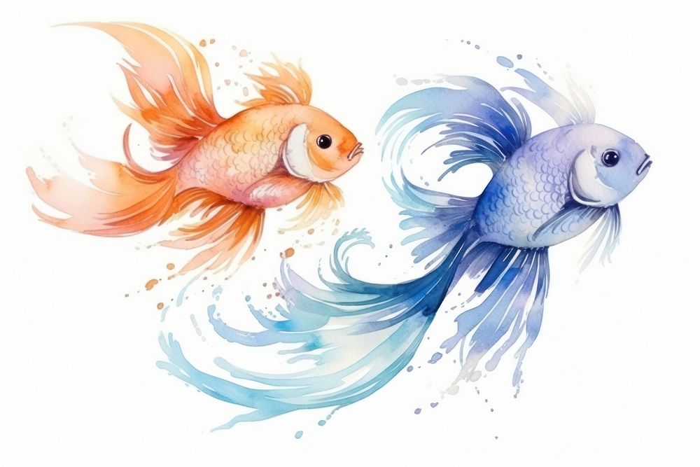 Goldfish animal white background pomacentridae. 