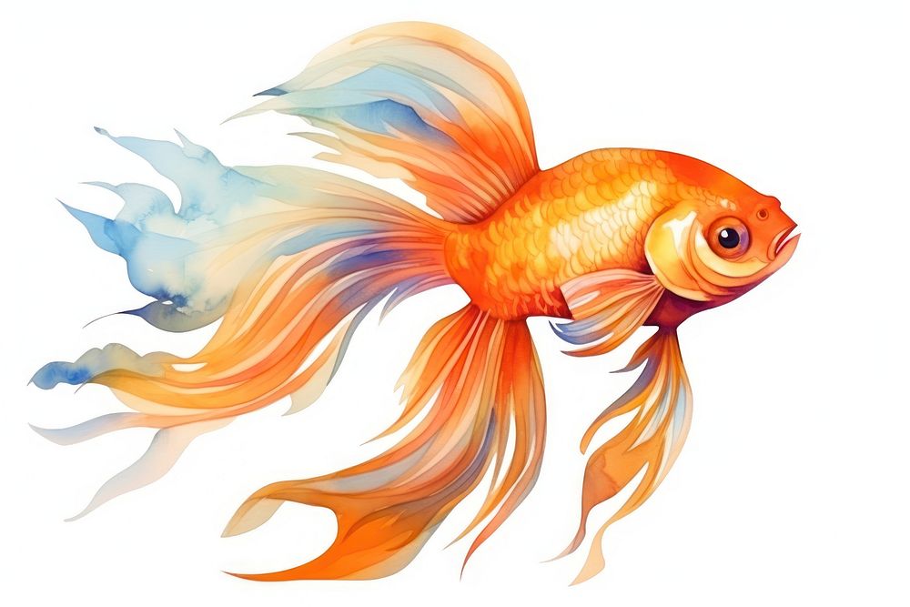 Goldfish animal white background creativity. AI generated Image by rawpixel.